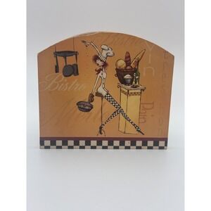 Sassy Chef III Napkin Holder Wooden Countertop Salt‎ Bae Female